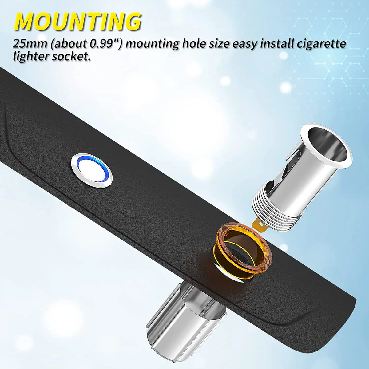 DaierTek 12V Cigarette Lighter Socket Eject Button Car Plug Auxiliary Power