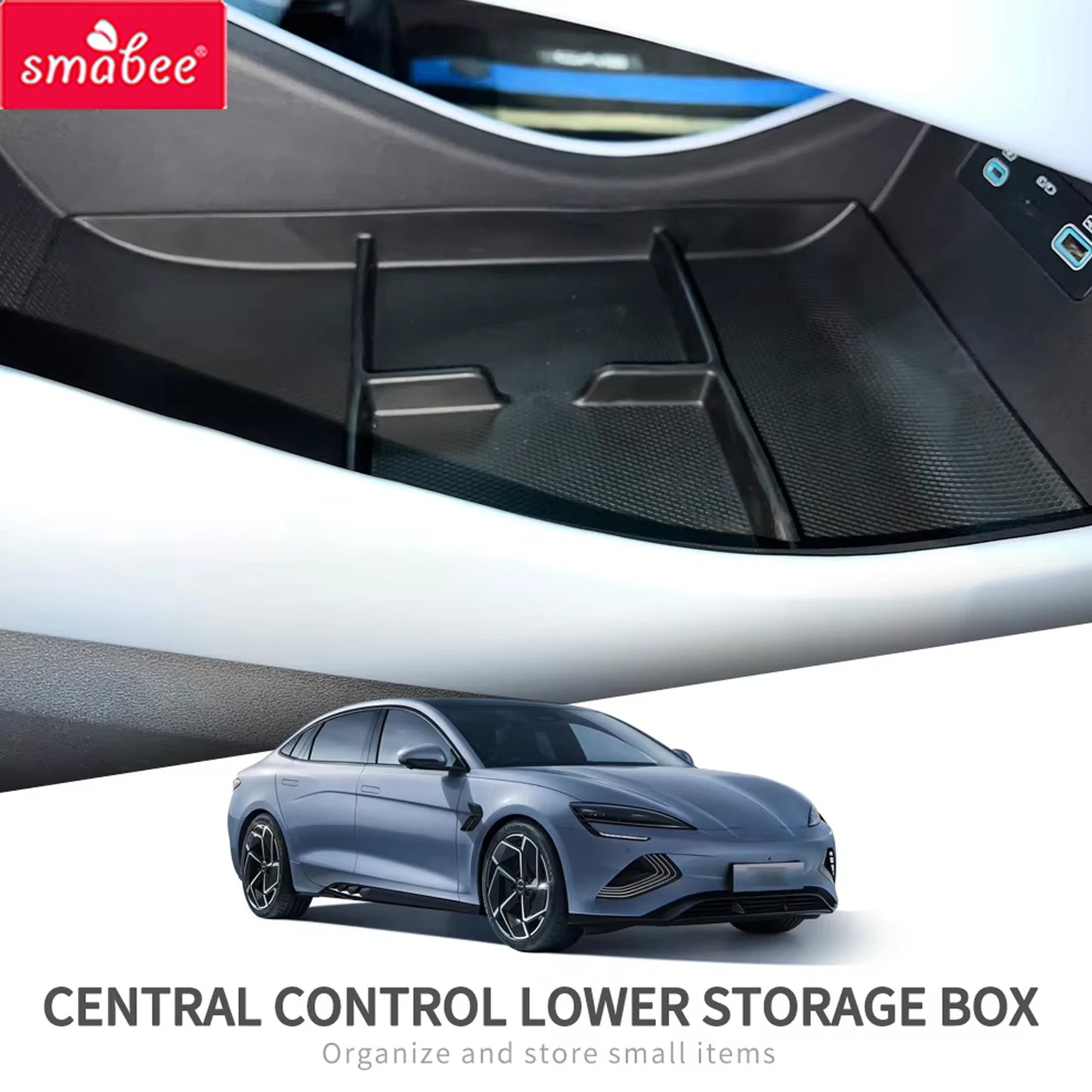 Center Console Lower Storage Box for BYD Seal EV TPE Armrest Organizer Tray