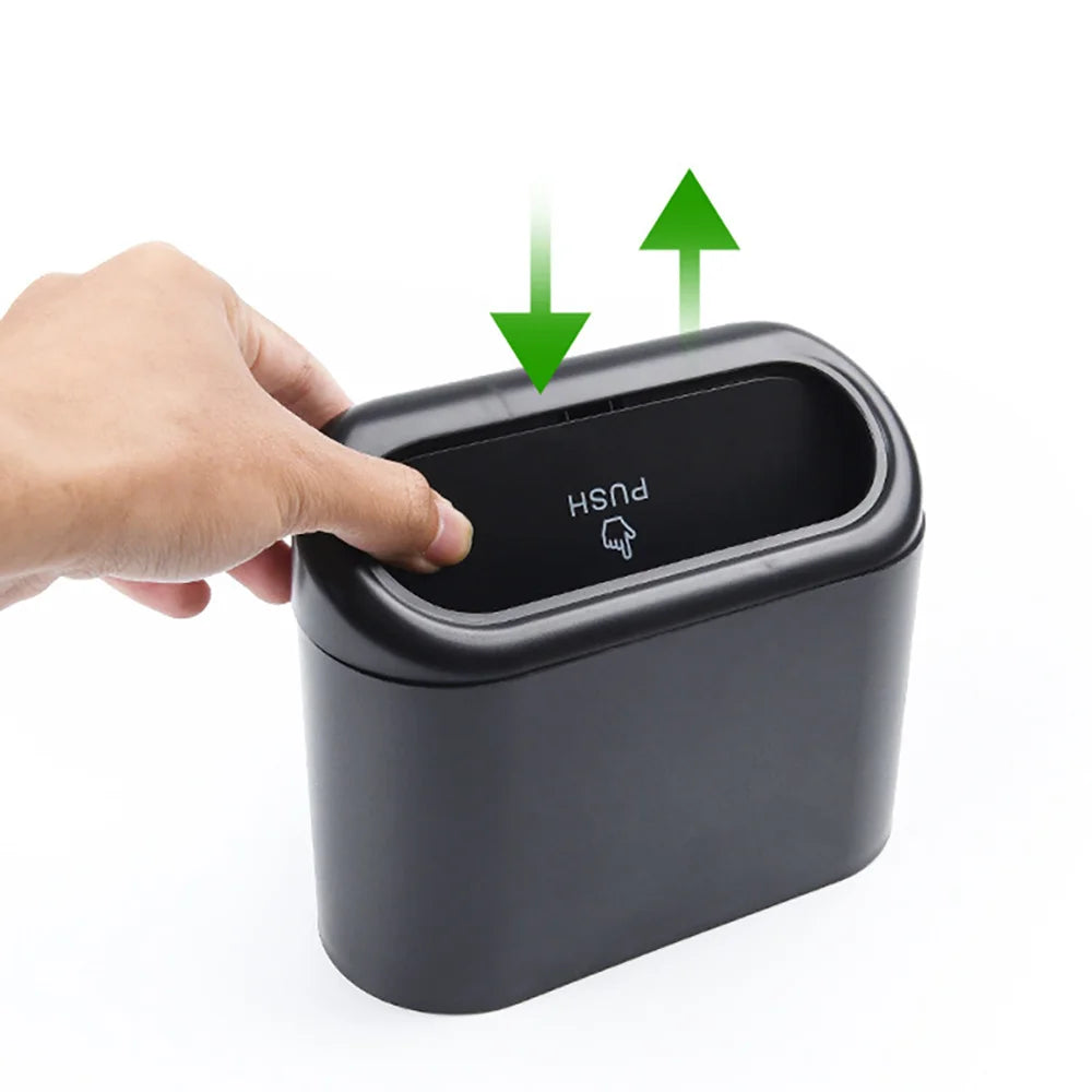 Mini Car Trash Can with Lid Leakproof Small Auto Garbage Bin Organizer