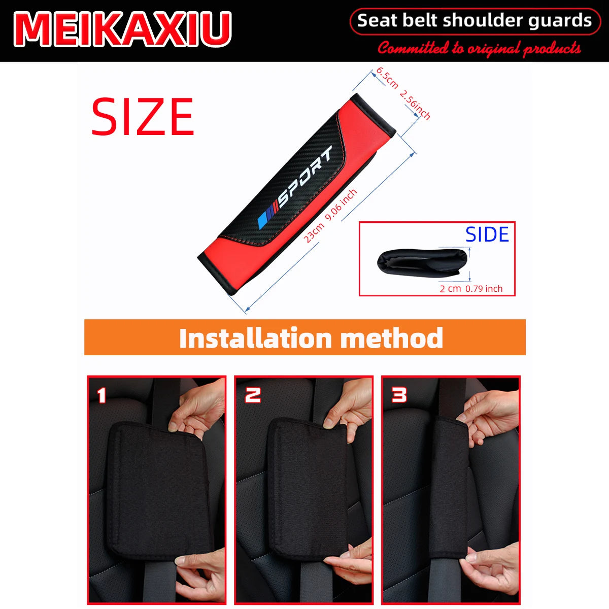 SPORT PU Leather Carbon Fiber Seat Belt Shoulder Pads Universal Safety Belt Covers