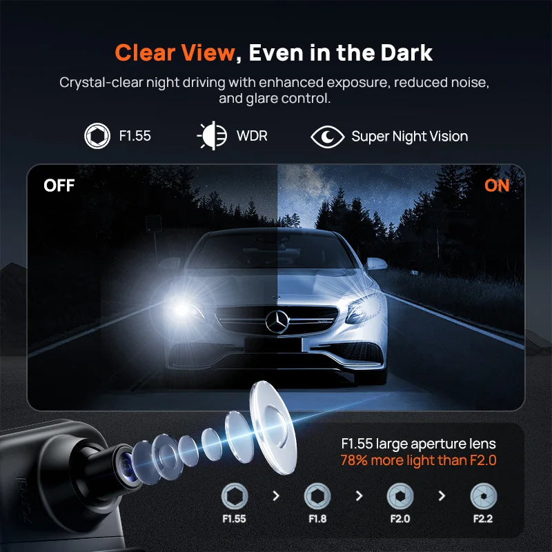 70mai S410 Rearview Mirror Dash Cam 9.35" Touch Display with Front 2K