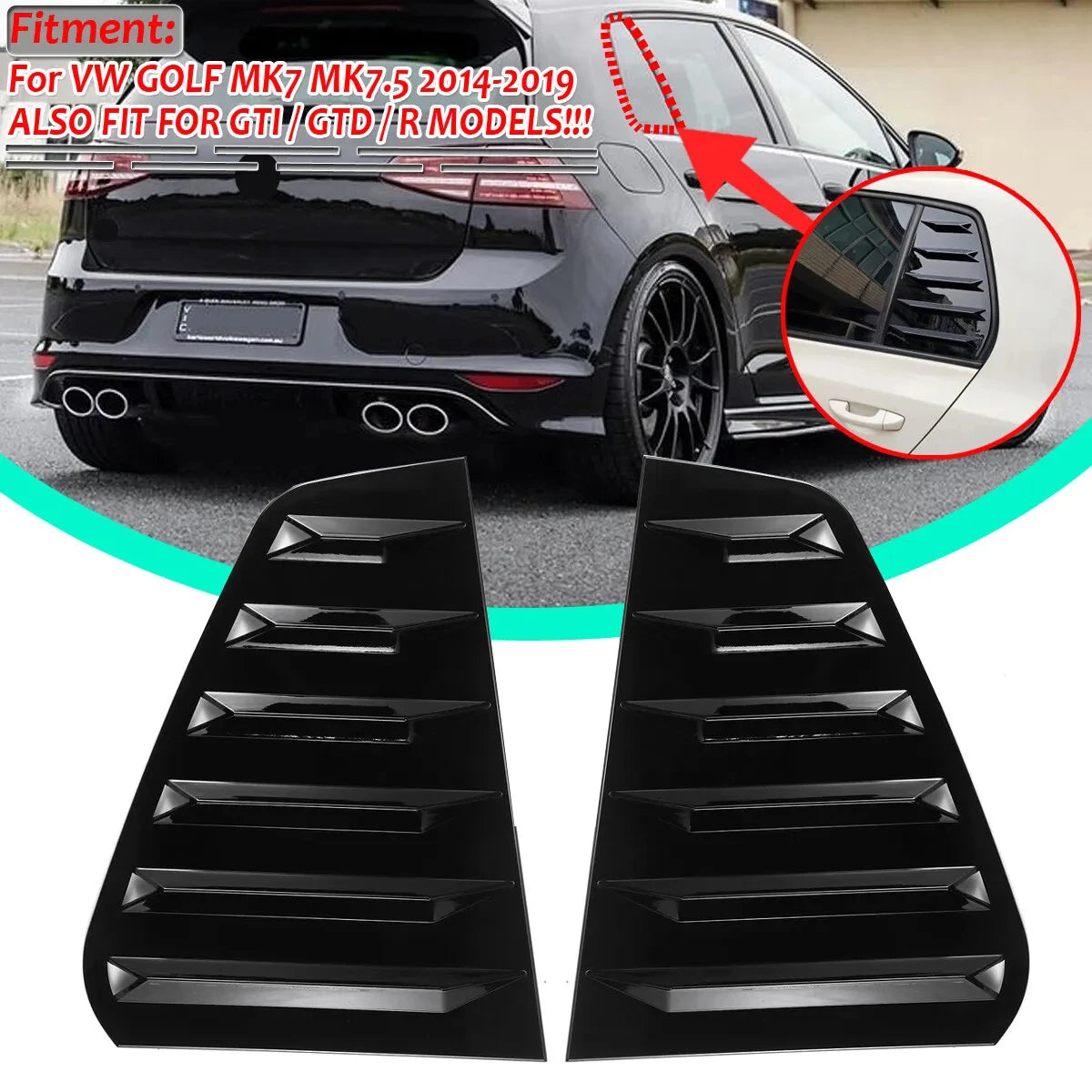 Rear Side Window Louver Trim Spoiler for VW Golf MK5 MK6 MK7 MK7.5 2003–2020