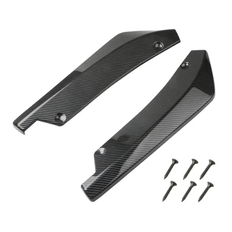 2PCS Universal Rear Bumper Lip Splitter Spoiler Black Carbon Fiber