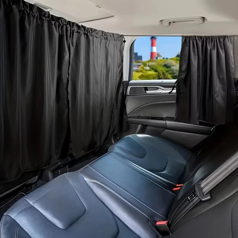 4Pcs Car Privacy Curtains Window Shades Travel Camping Detachable Set