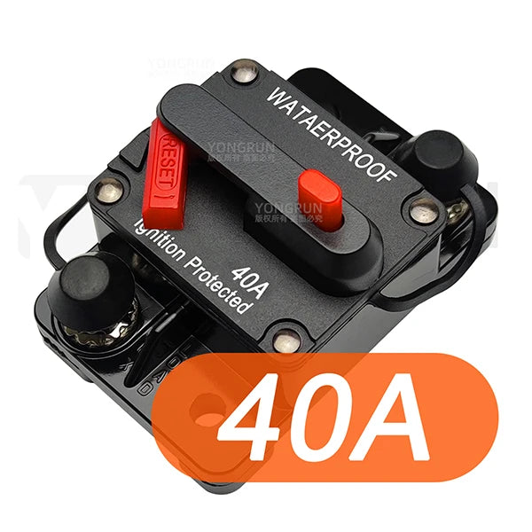Circuit Breaker 20A–300A Manual Reset for Car Audio System 12V- 48V DC 40A 60A