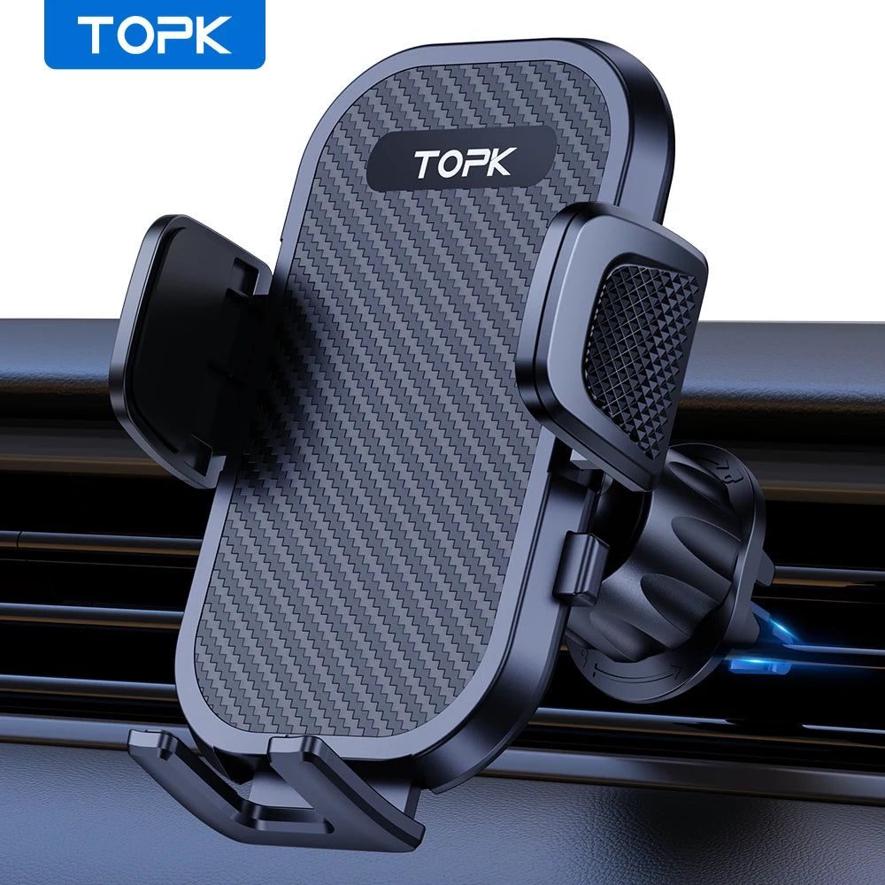 TOPK D42-G Car Phone Holder Metal Hook Air Vent Mount Universal All Phones