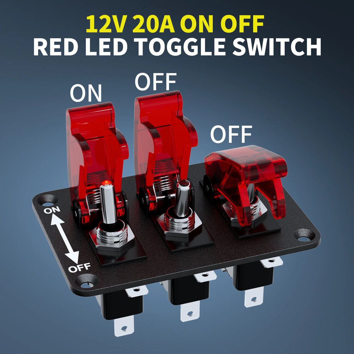 DaierTek 3 Gang Toggle Switch Panel 12V Racing Rocker LED Flip Cover SPST