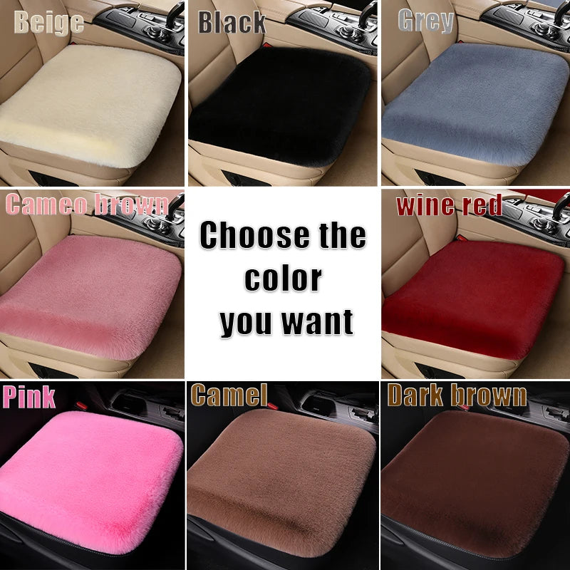 Universal Winter Plush Car Seat Cushion Soft Faux Rabbit Fur Seat Cover