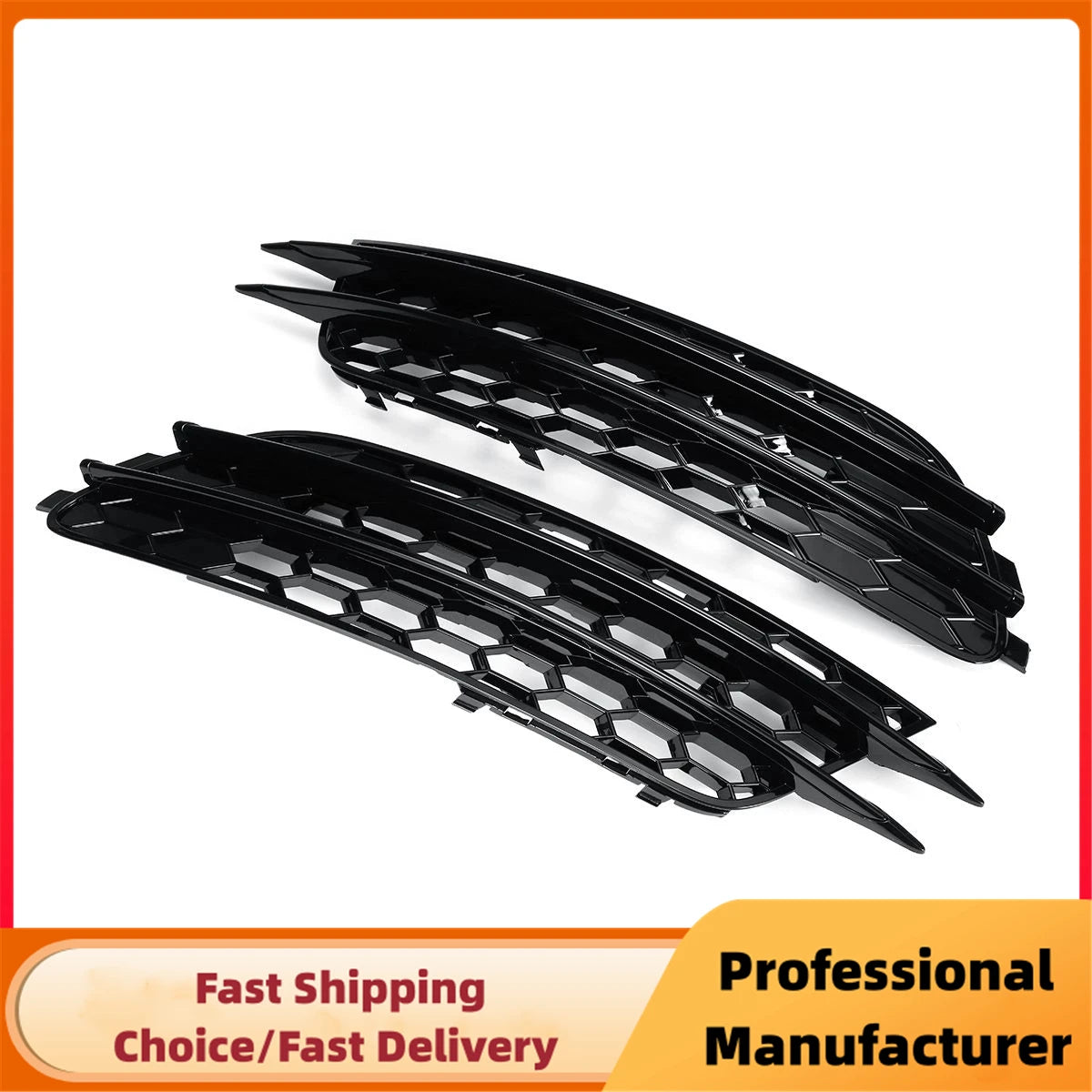 Gloss Black Honeycomb Fog Light Grille for Audi A6 C7 Sedan 2012–2015