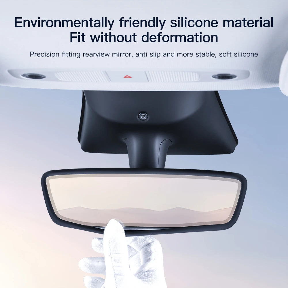 Rearview Mirror Protector Frame Silicone Non Slip Cover For Tesla Model Y