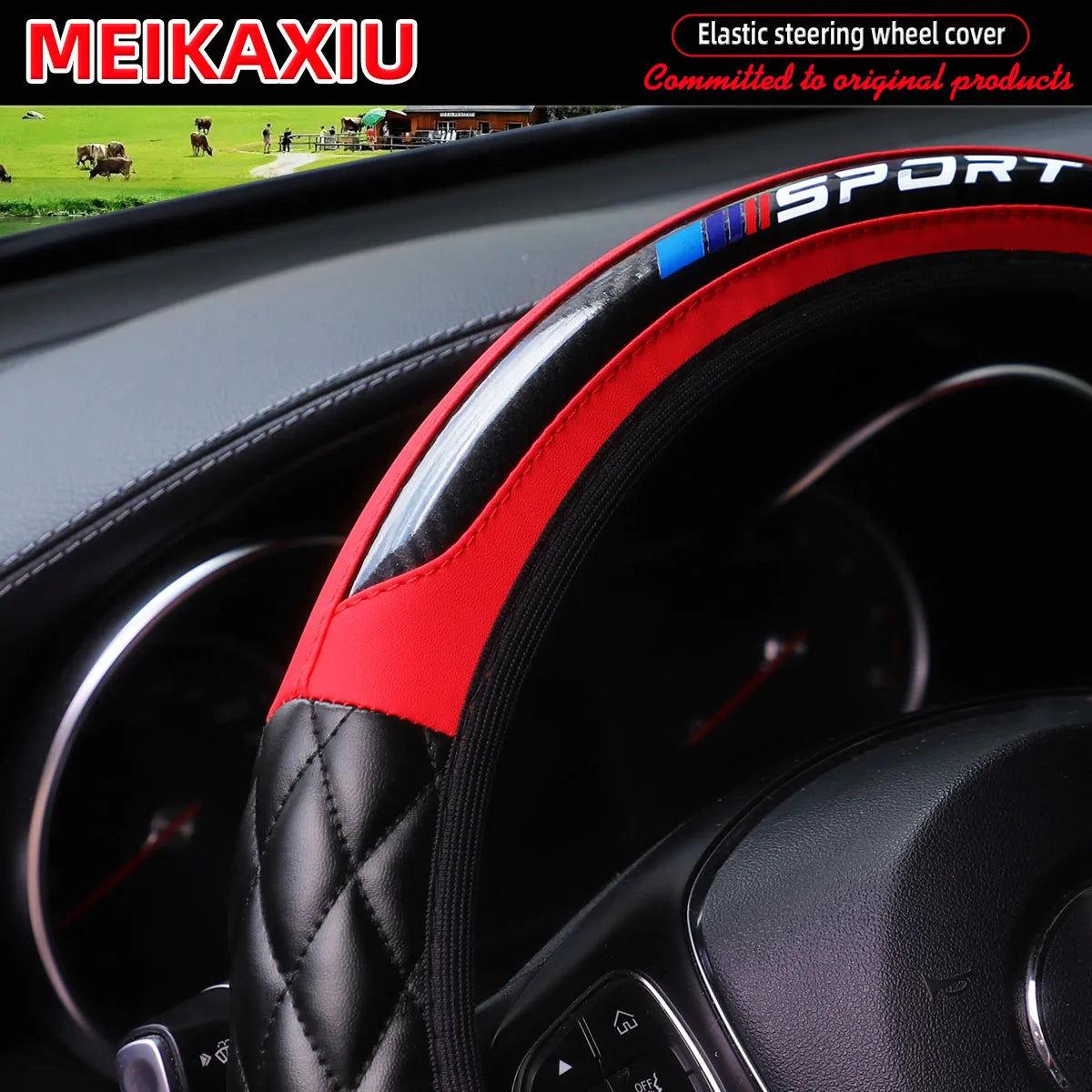 Crystal Carbon Fiber SPORT Steering Wheel Cover Universal Rimless Non-Slip