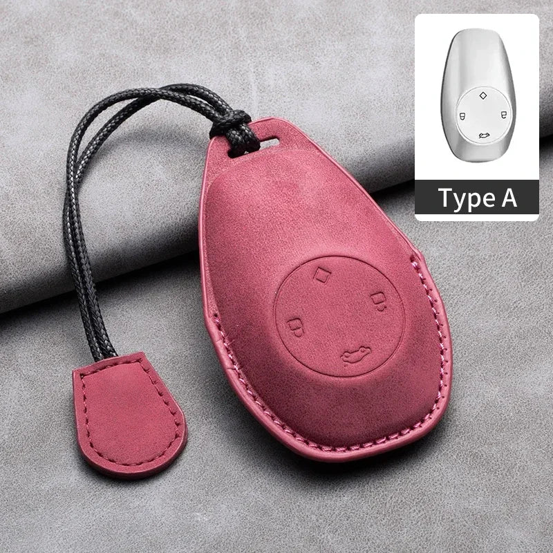 Leather Car Key Case with Keychain for Leapmotor T03, S01, C01 & C11 2023+
