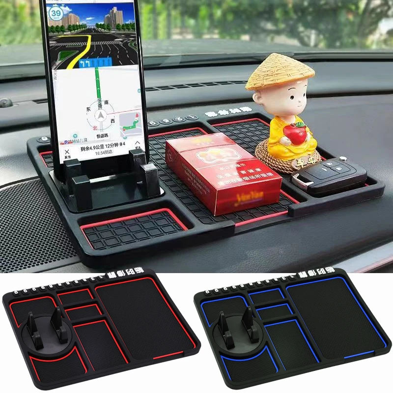 4-in-1 Car Phone Holder Parking Number Card Non-Slip Silicone Dashboard Mat