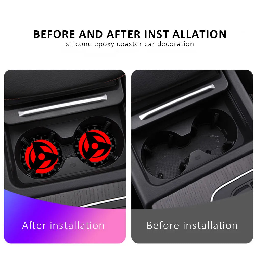 2PCS 6.6CM Anime Car Cup Holder Coasters Anti-Slip Mats Interior Accessories