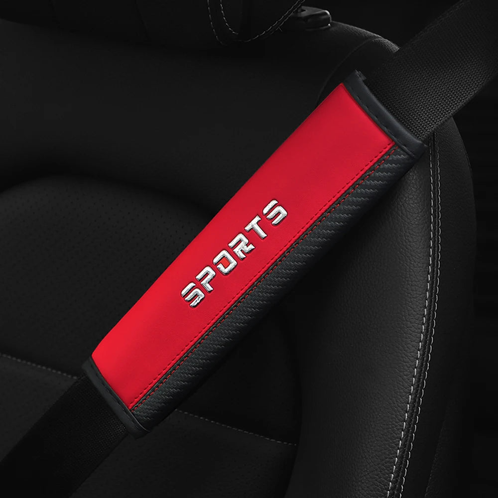 SPORT Carbon Fiber PU Leather Seat Belt Shoulder Pad Universal Safety Belt Cover