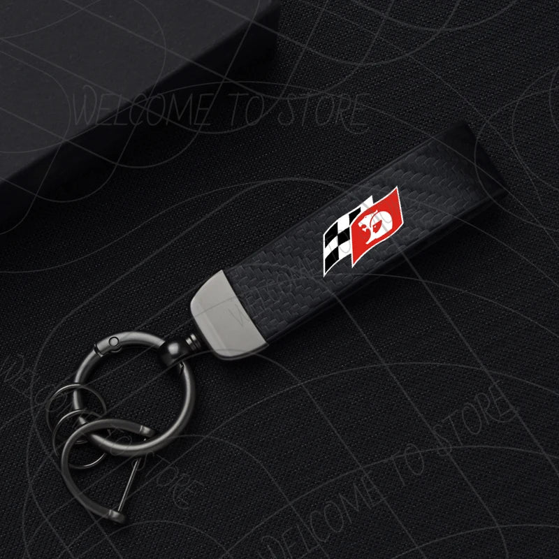 HSV Racing Logo Keychain PU Leather Carbon Fiber Zinc Alloy Keyring