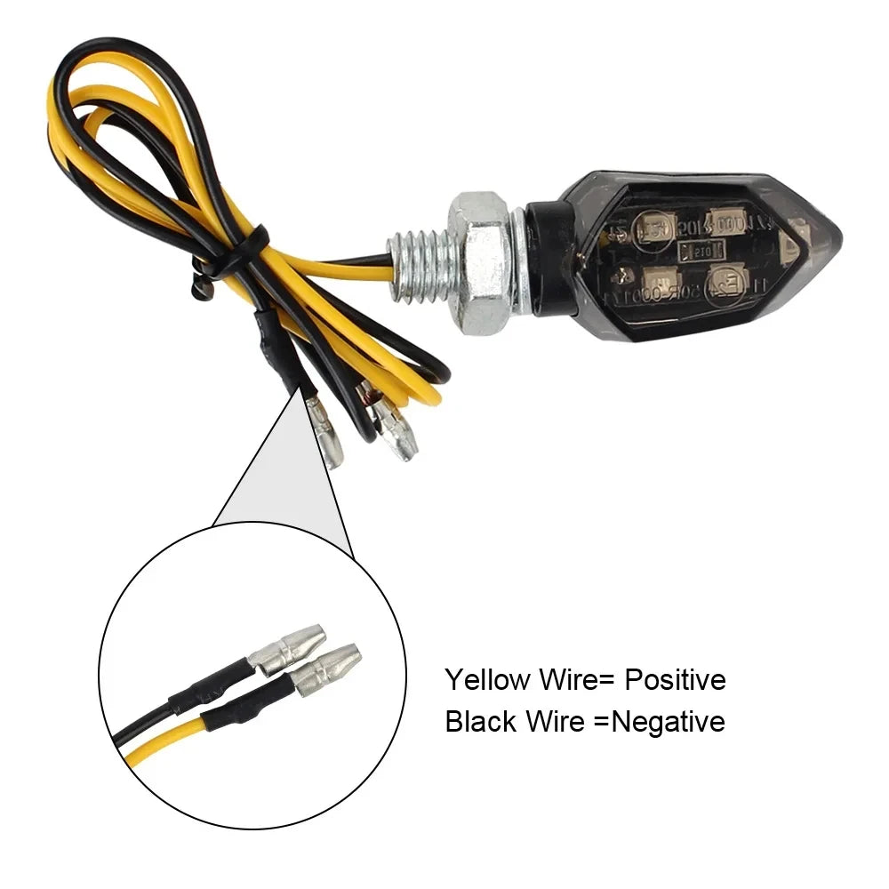 2Pcs Universal Motorcycle LED Turn Signal Lights Amber Mini Blinker Indicators