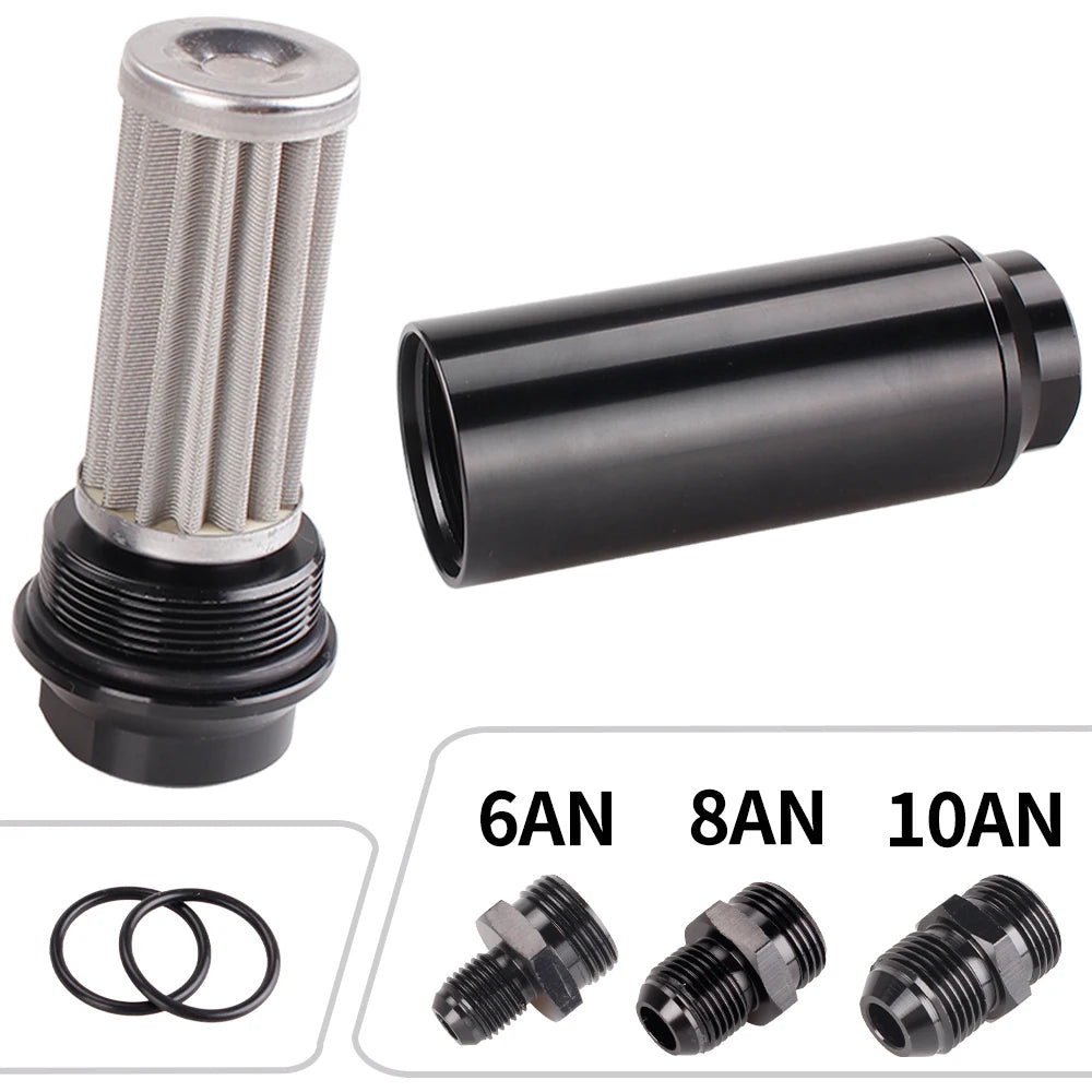 44MM/50MM Racing Inline Fuel Filter Aluminum 60 Micron & 100 Micron