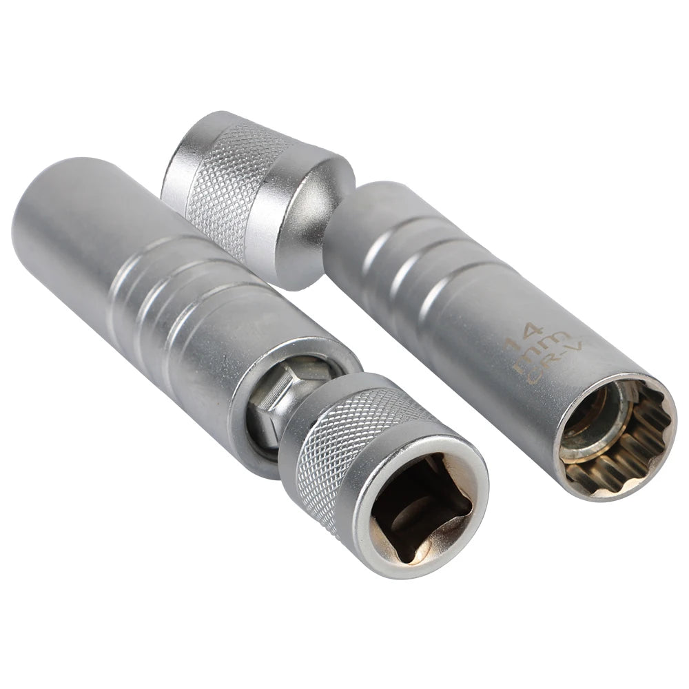 14mm 16mm Magnetic Thin Wall Universal Joint Spark Plug Socket Wrench Tool