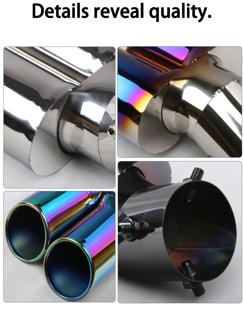 Universal Dual Slant Cut Stainless Steel Exhaust Tip 63mm Inlet 63 Outlet