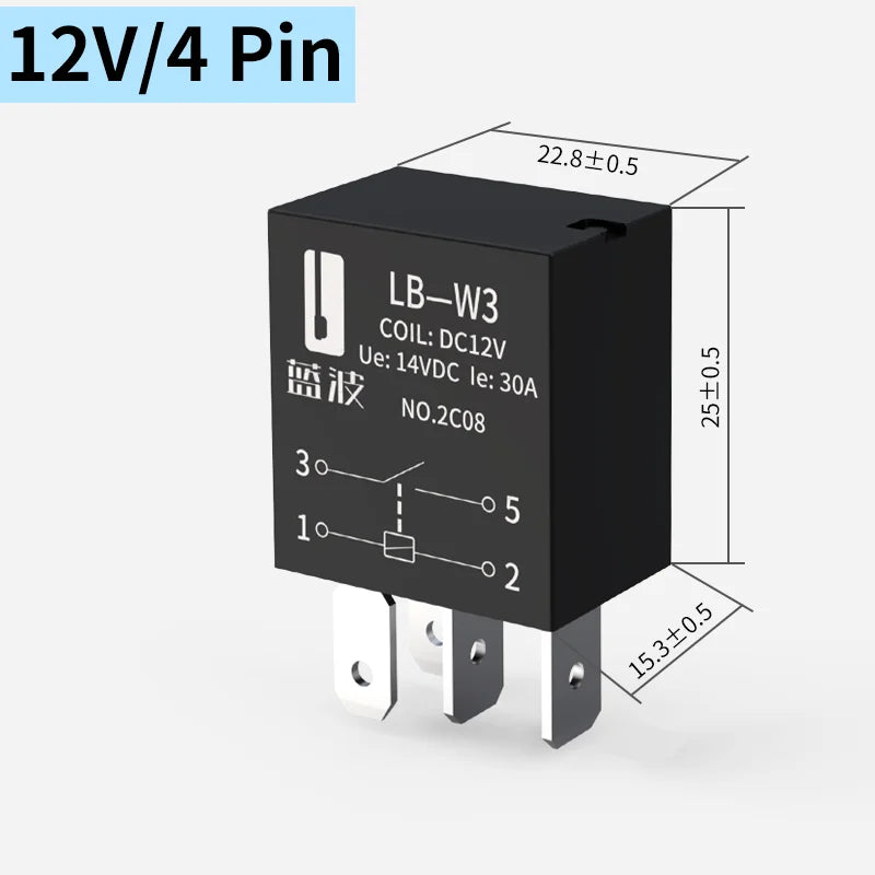 LANBOO Violet Automotive Relay 12V 24V 30A 4 Pin 5 Pin SPST SPDT Car