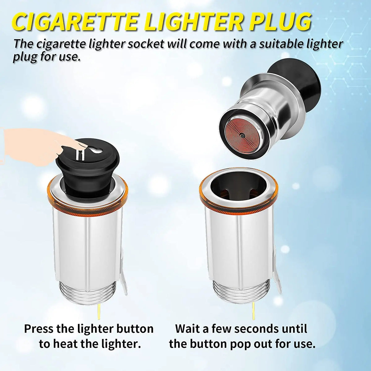 DaierTek 12V Cigarette Lighter Socket Eject Button Car Plug Auxiliary Power