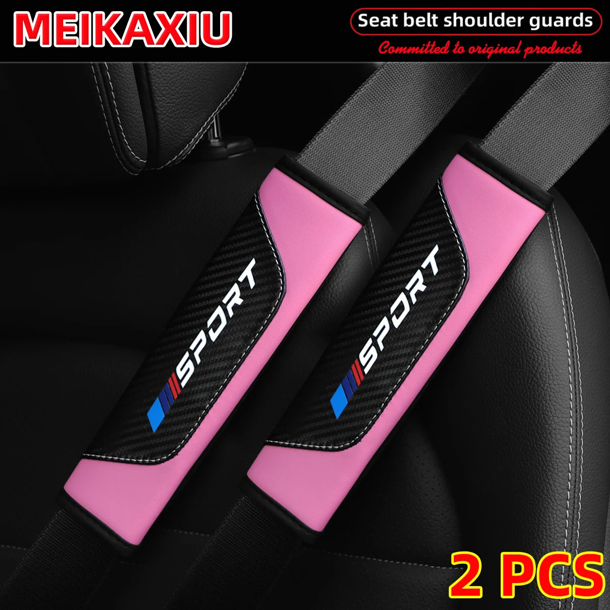 SPORT PU Leather Carbon Fiber Seat Belt Shoulder Pads Universal Safety Belt Covers