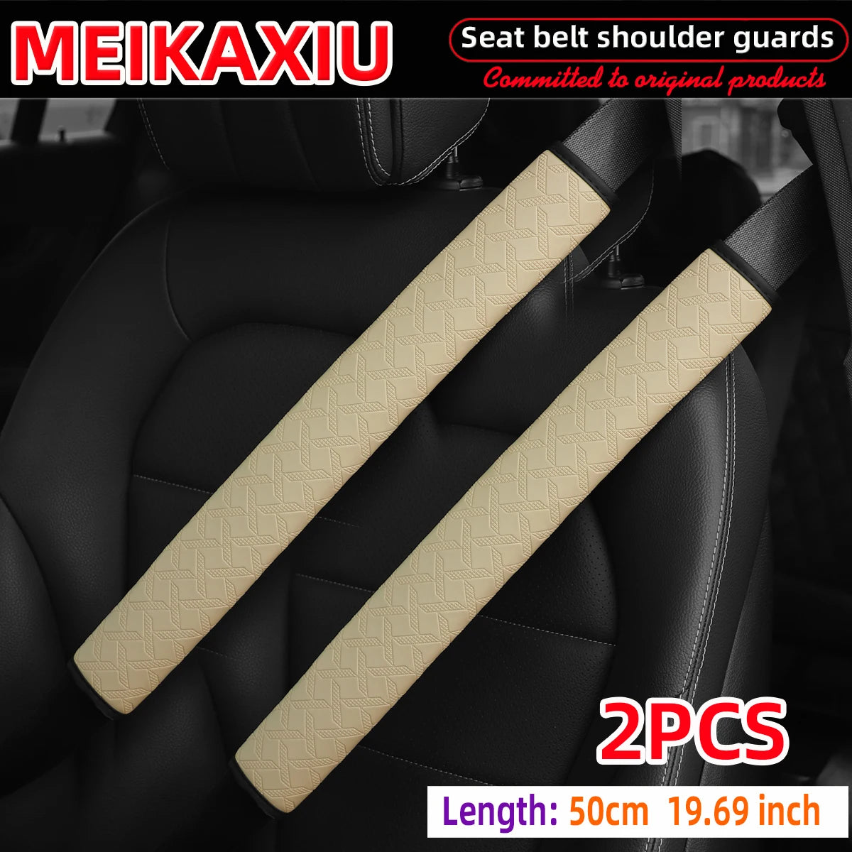 PU Leather XX Pattern Seat Belt Shoulder Pad Cover 50cm Safety Belt Protector