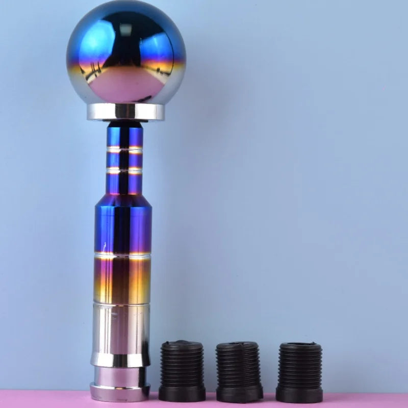 Blue Titanium Style Aluminum Gear Shift Knob and Rod Universal Manual Shifter