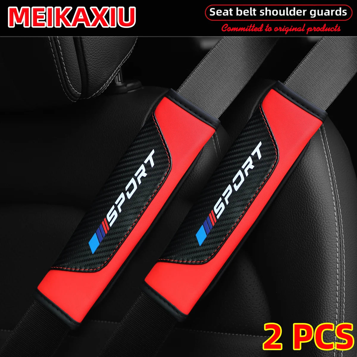 SPORT PU Leather Carbon Fiber Seat Belt Shoulder Pads Universal Safety Belt Covers