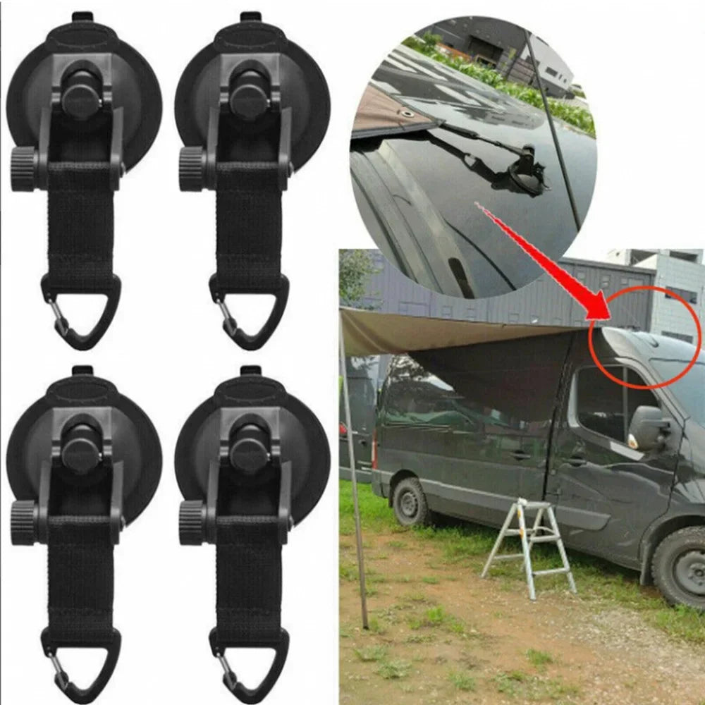 4Pcs Car Tent Suction Cups Buckles Awning Anchors Camping Tent Securing Hooks