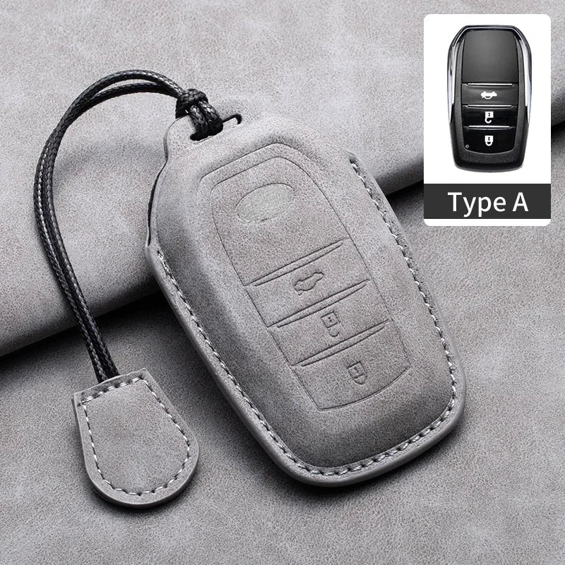Leather Smart Key Case Cover for Toyota Prius, Camry, Corolla, C-HR, RAV4