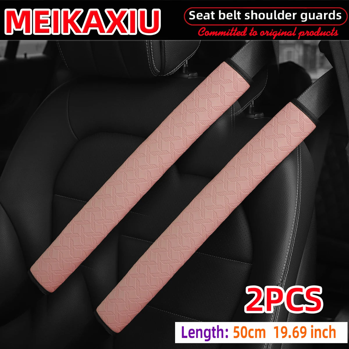 PU Leather XX Pattern Seat Belt Shoulder Pad Cover 50cm Safety Belt Protector