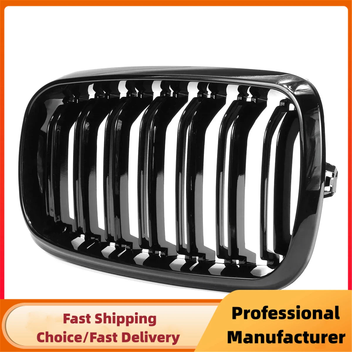 Gloss Black Double Slat Kidney Racing Grille for BMW X5 F15 X6 F16 F85 2014–2018