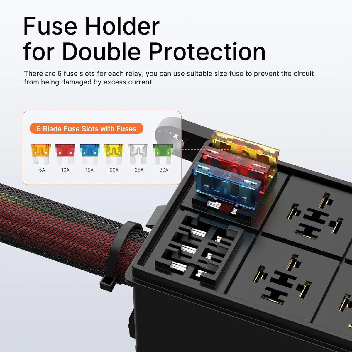 DaierTek 6 Way Relay Fuse Box 12V Waterproof Pre-Wired ATC ATO Car Marine