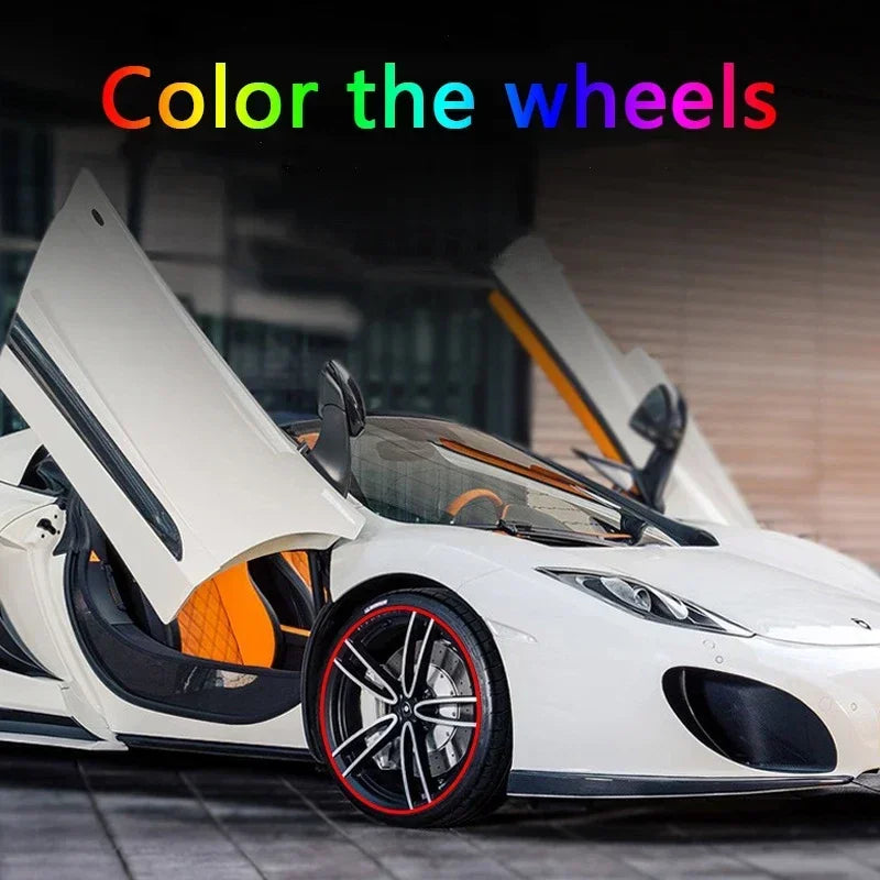 Car Wheel Rubber Protective Strip Rim Guard Trim Green Purple Black White Yellow Blue