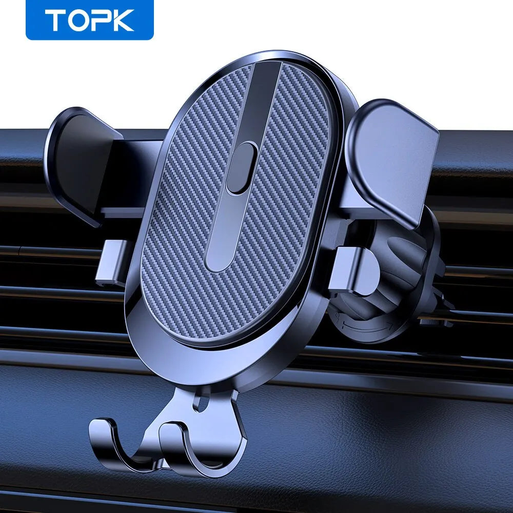 TOPK Car Phone Holder Auto Locking Air Vent Hook Clip Mount iPhone Samsung
