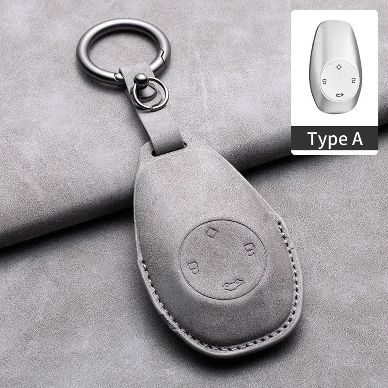 Leather Car Key Case with Keychain for Leapmotor T03, S01, C01 & C11 2023+