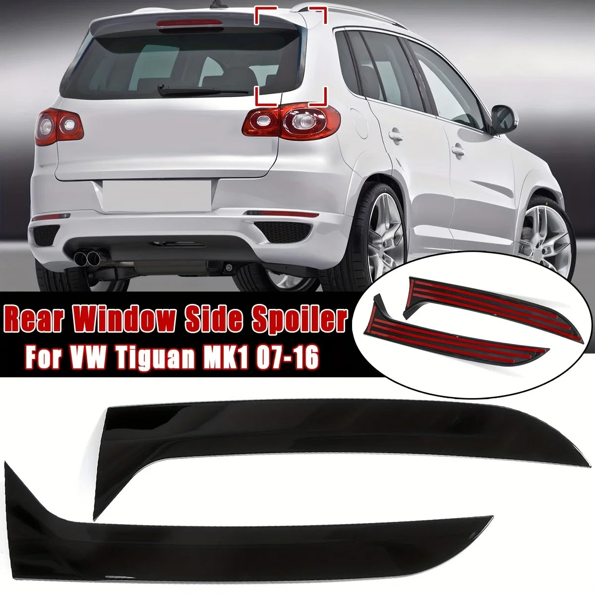 Rear Side Window Spoiler Canard Trim for Volkswagen Tiguan MK1 2007–2016