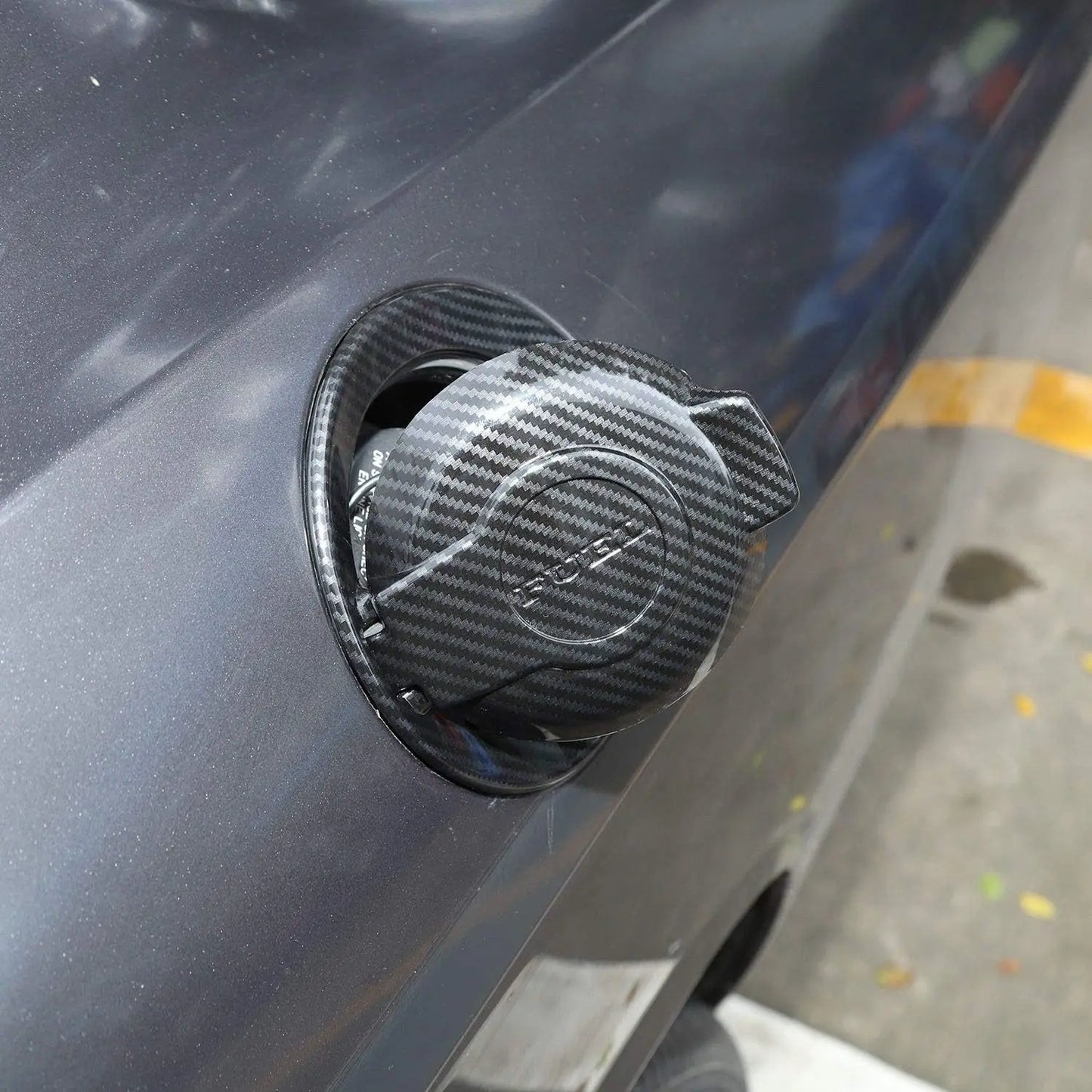 Carbon Fiber Style Fuel Filler Door Cover for Dodge Challenger 2008–2023