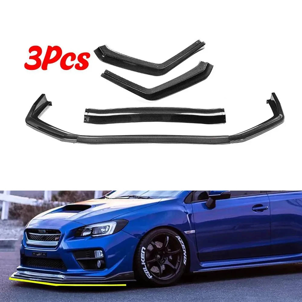3PCS Front Bumper Spoiler Lip Splitter Diffuser Body Kit for Subaru WRX 2015–2019
