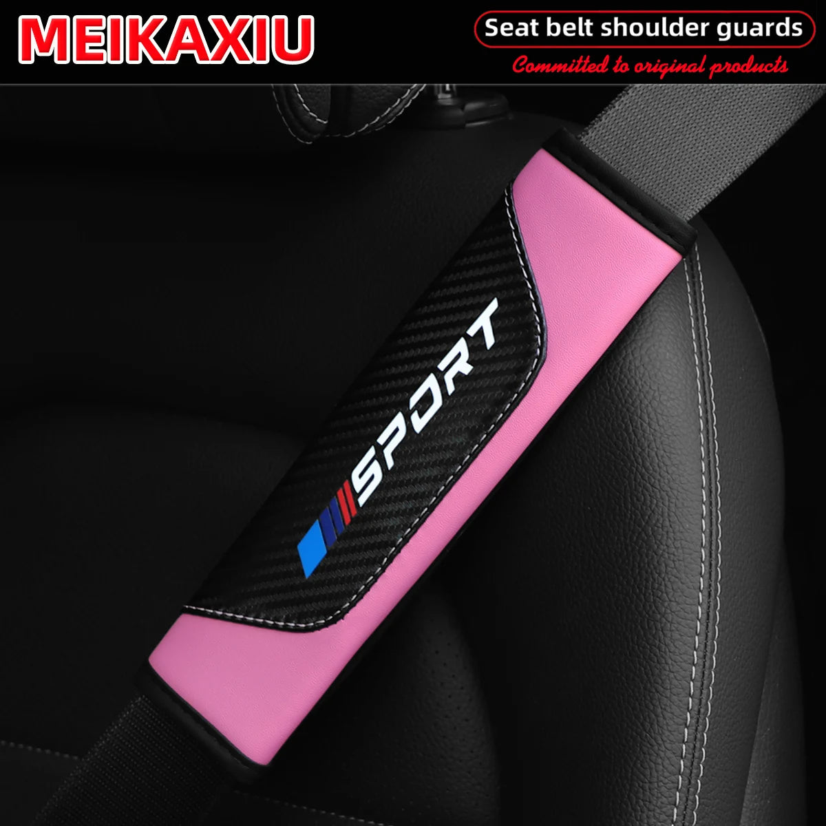 SPORT PU Leather Carbon Fiber Seat Belt Shoulder Pads Universal Safety Belt Covers