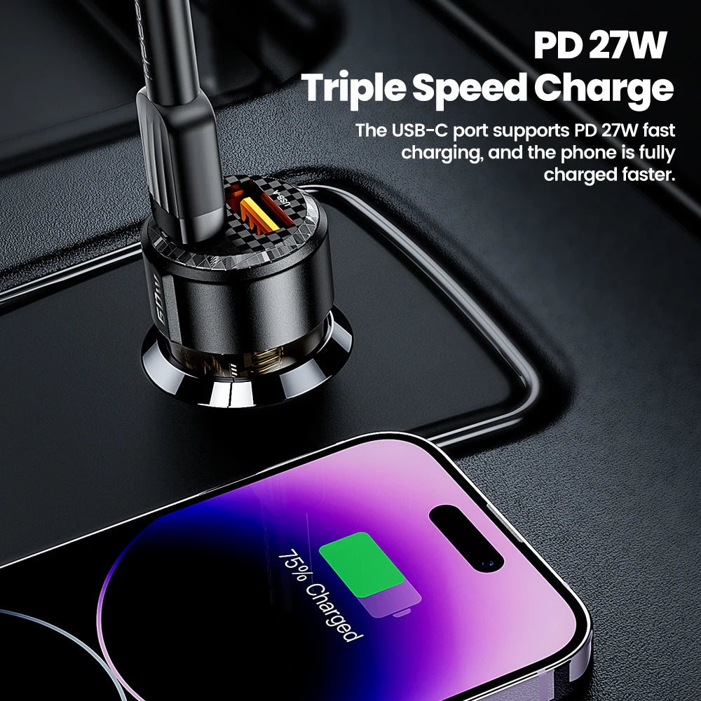 Toocki 60W USB C Car Charger PD QC3.0 Fast Charging Adapter iPhone Android