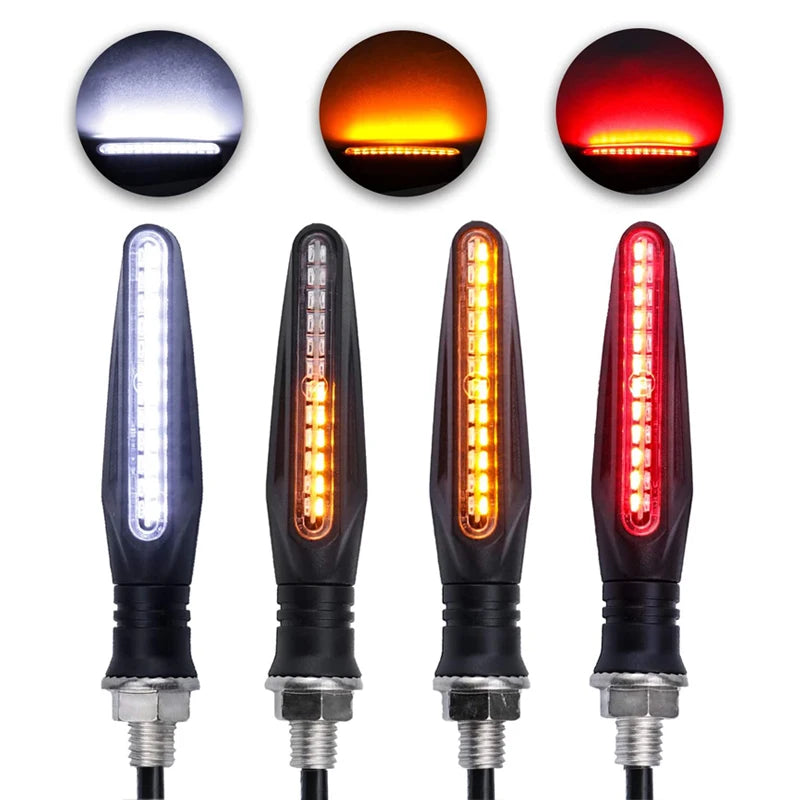 2/4Pcs 12V LED Motorcycle Turn Signals 335 SMD Sequential Flowing Blinker IP67