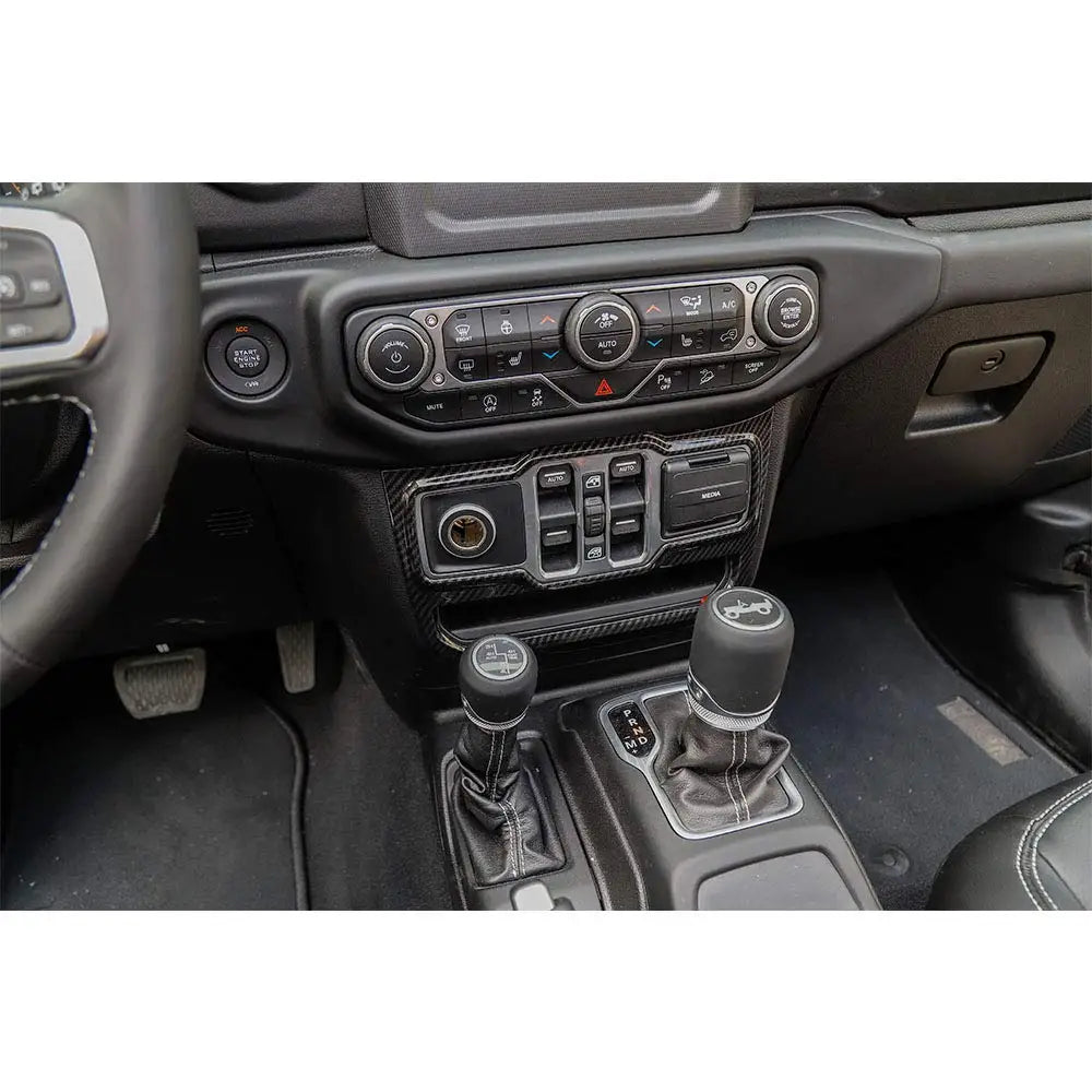 Carbon Fiber Style Window Switch Control Panel Trim for Jeep Wrangler 2018–2021