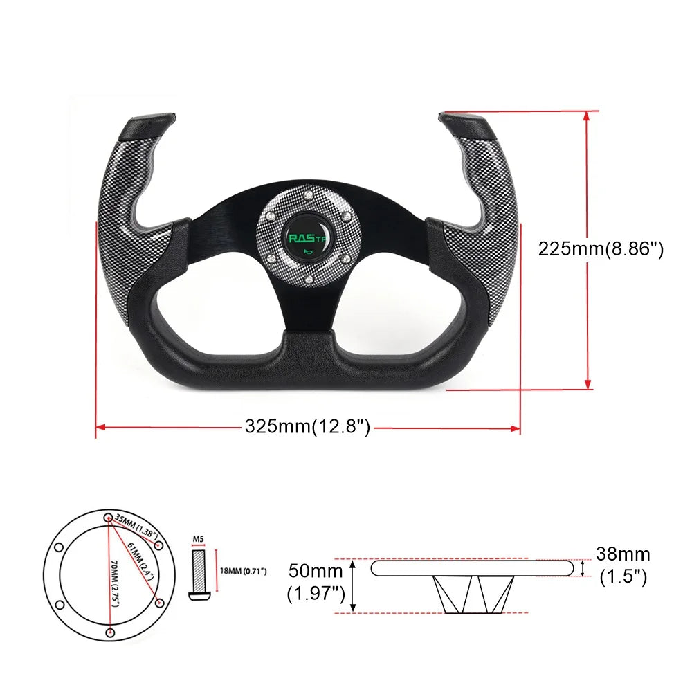 RASTP RS-STW025 14" 350mm Suede Deep Dish Racing Steering Wheel Drift Sport