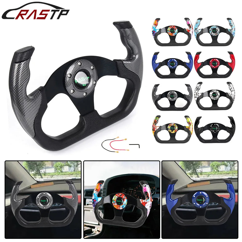 RASTP RS-STW025 14" 350mm Suede Deep Dish Racing Steering Wheel Drift Sport