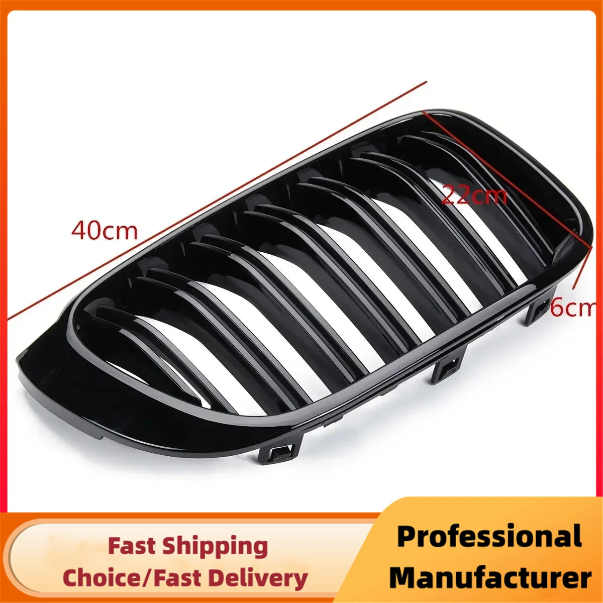 Gloss Black Double Slat Kidney Grille for BMW X3 X4 F25 F26 2014–2017