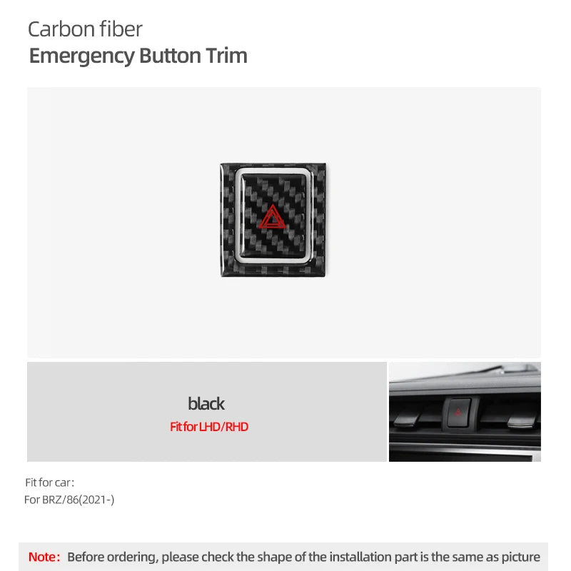 Carbon Fiber Emergency Flasher Switch Trim Sticker for Subaru BRZ Toyota GR86 2021+