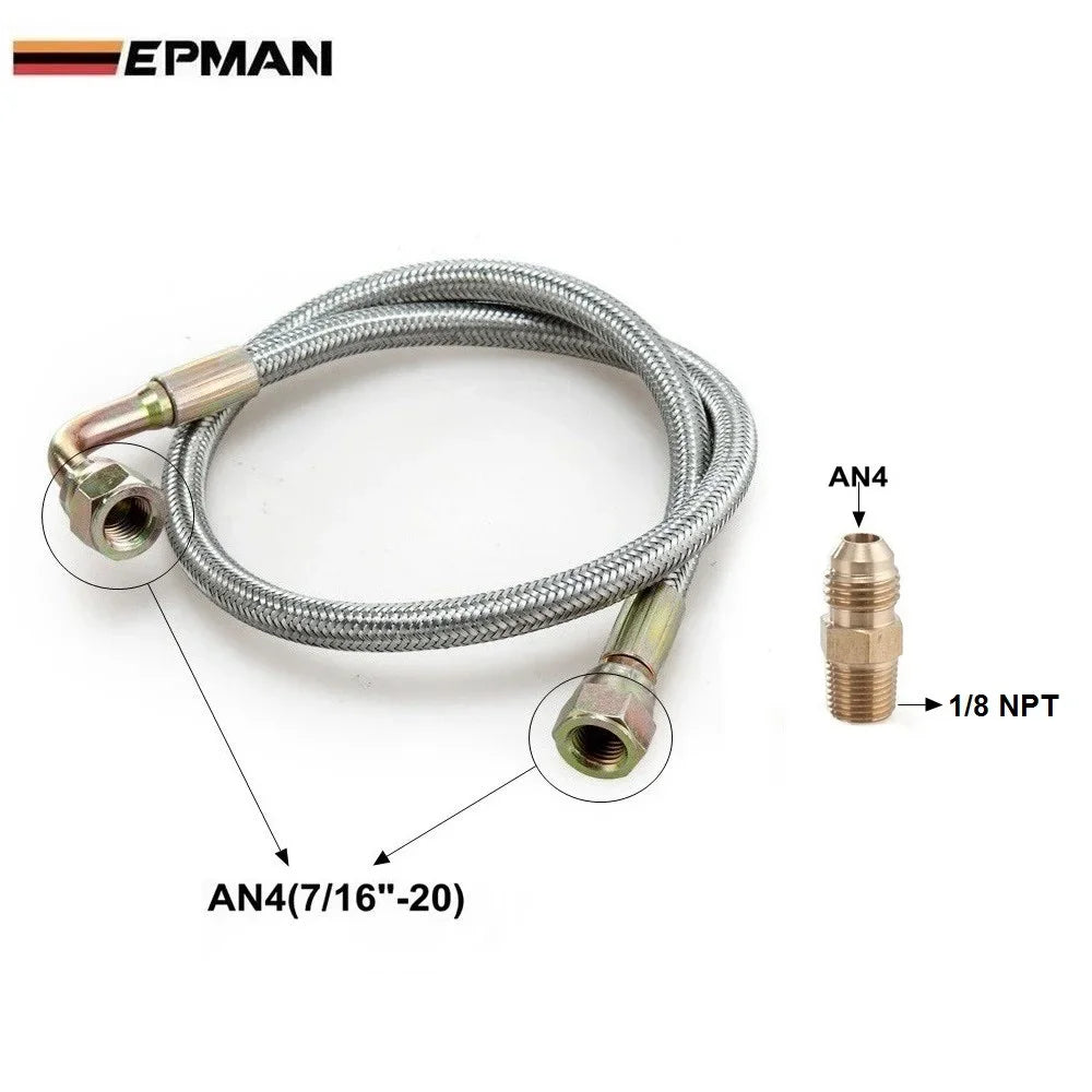 EPMAN 24" Turbo Oil Feed Return Drain Line Kit T3 T4 90 Degree EP-WXB05